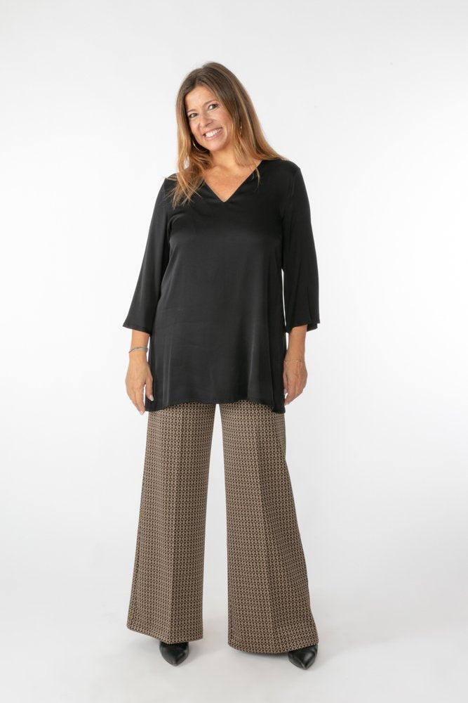 Panta Firenze jacquard marrone con baschina