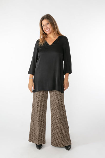 Panta Firenze jacquard marrone con baschina
