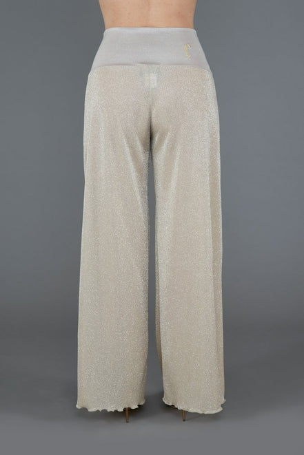 Panta Firenze glitter panna e platino con baschina