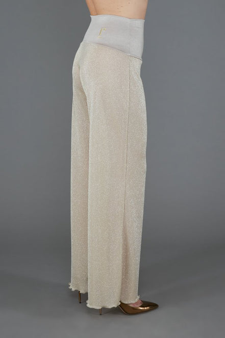 Panta Firenze glitter panna e platino con baschina