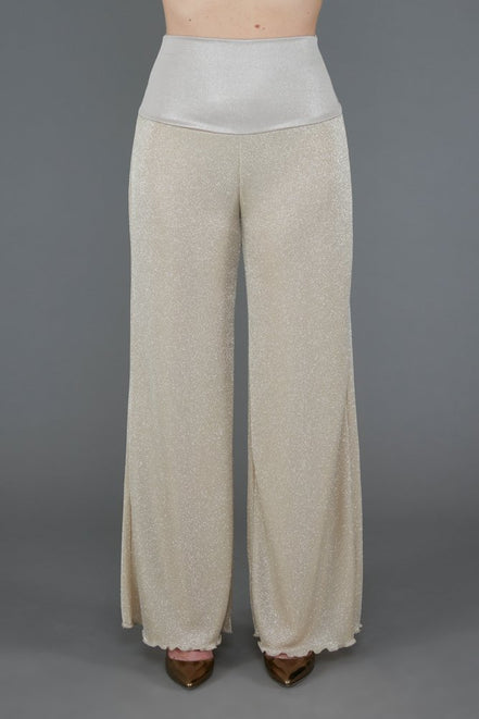 Panta Firenze glitter panna e platino con baschina