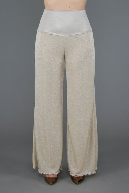 Panta Firenze glitter panna e platino con baschina