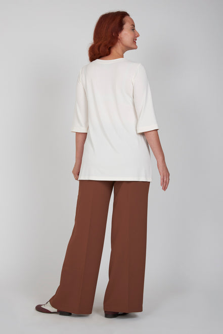 Panta Firenze crepe cady mocha con baschina