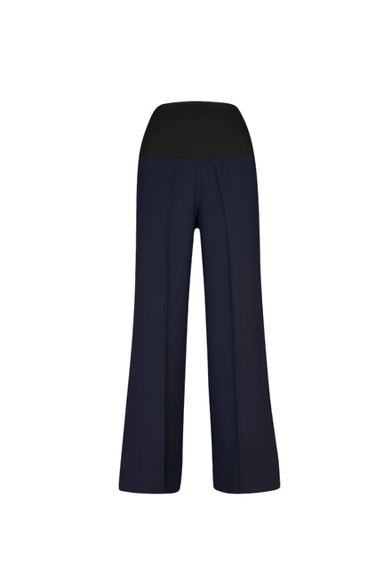 Panta Firenze crepe satin blu con baschina