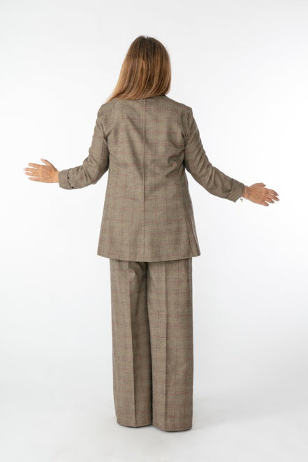 Panta Firenze in principe di galles beige e nero con baschina
