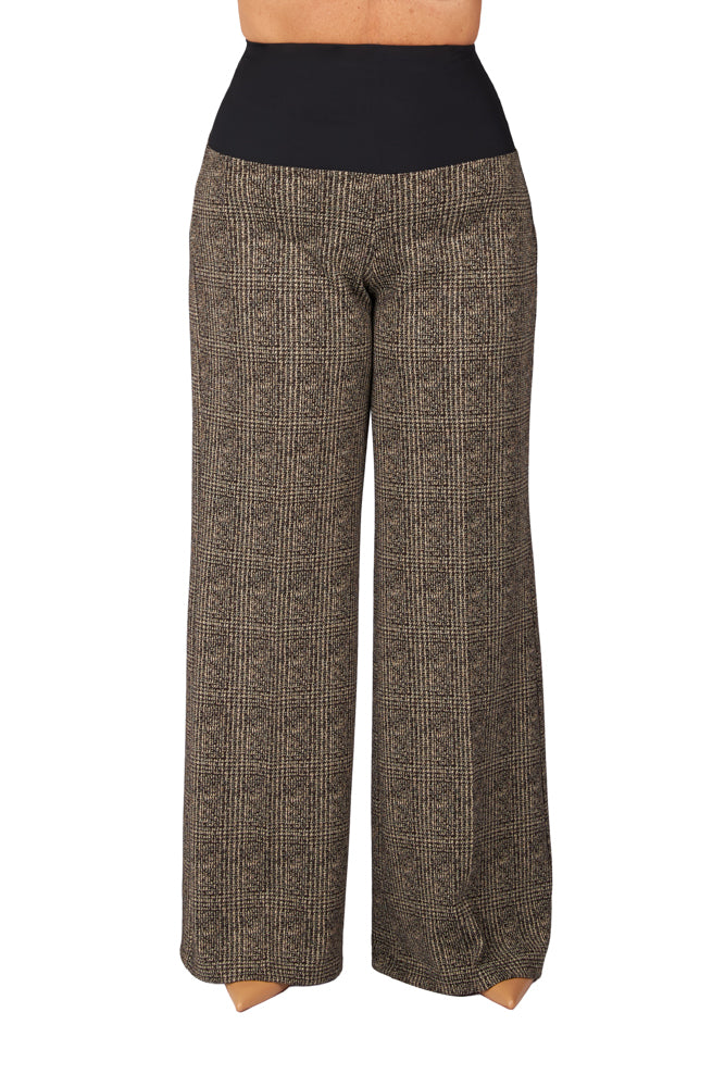 Panta Firenze stampa tweed marrone-beige