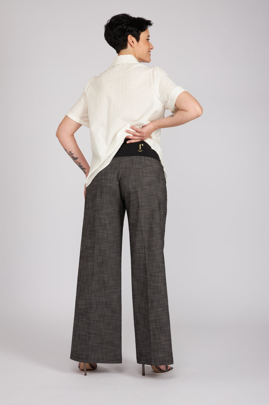 Look wide leg e gilet antracite