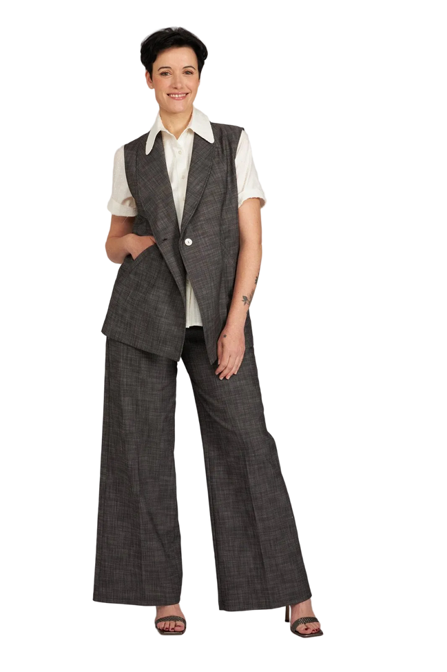 Look wide leg e gilet antracite