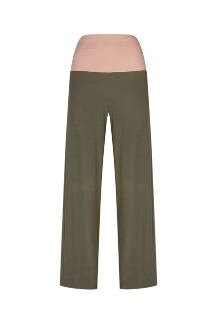 Panta Firenze fluido verde militare con baschina