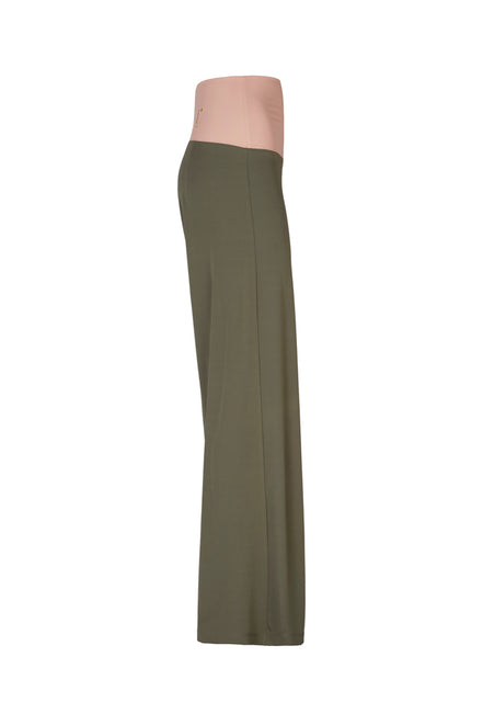 Panta Firenze fluido verde militare con baschina