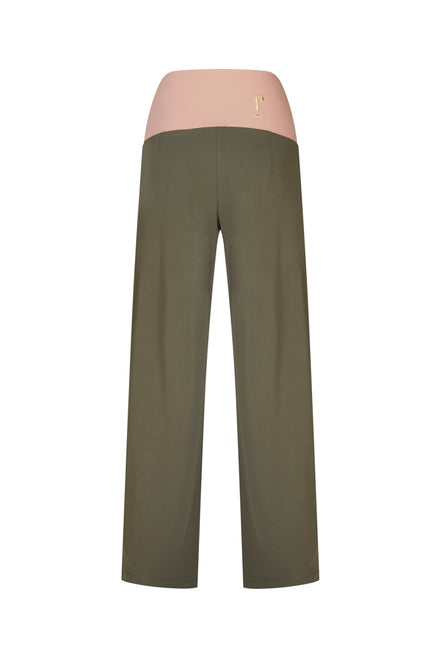Panta Firenze fluido verde militare con baschina