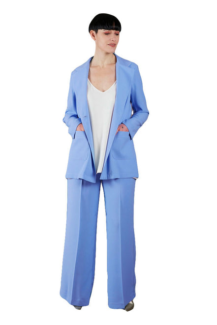 Panta Firenze crepe satin celeste con baschina
