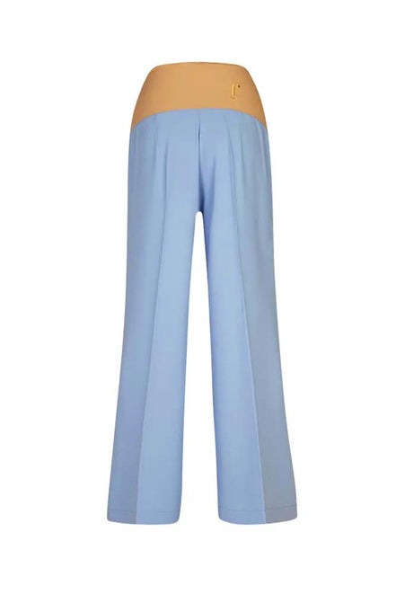 Panta Firenze crepe satin celeste con baschina
