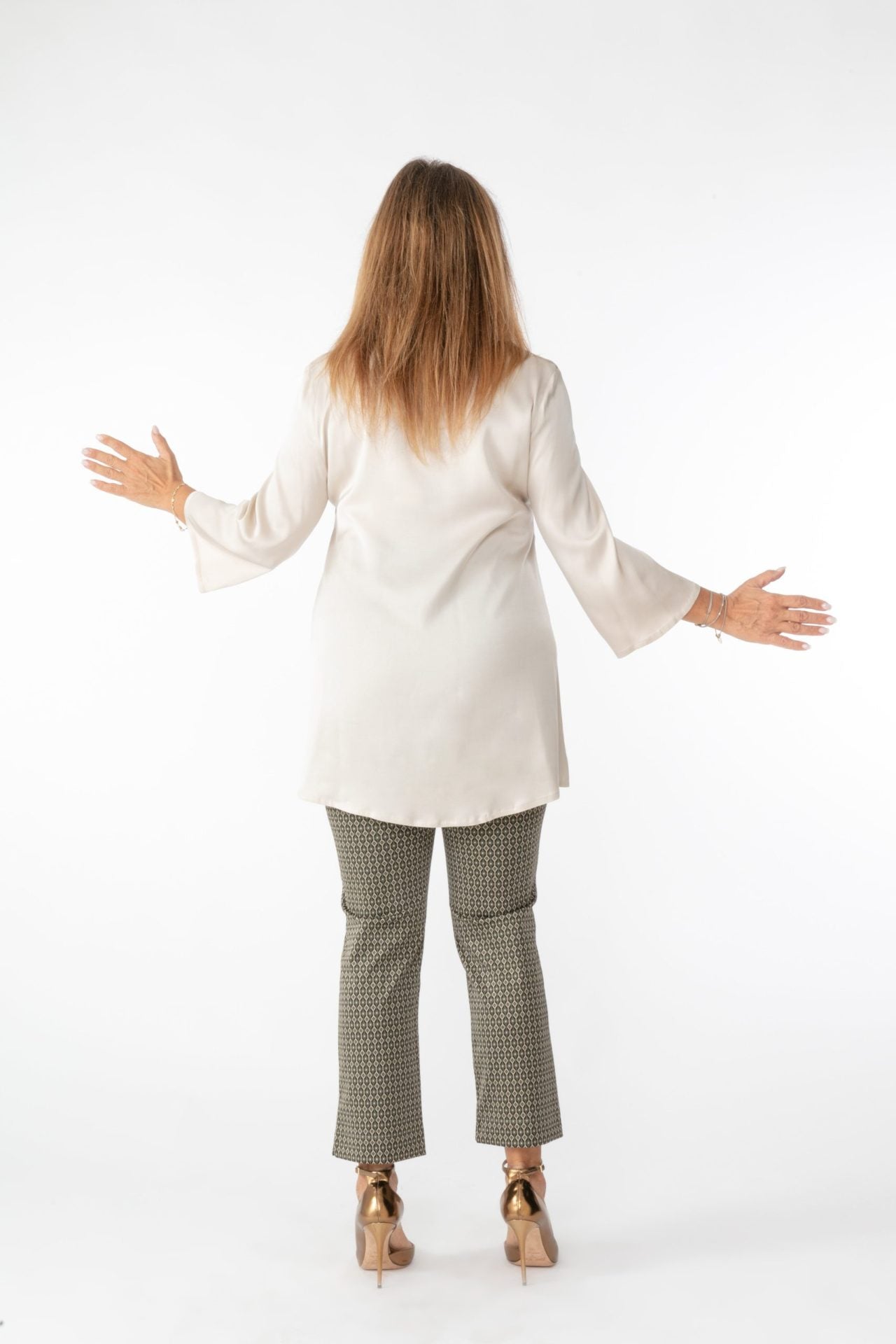 Panta Audrey Jacquard militare con baschina