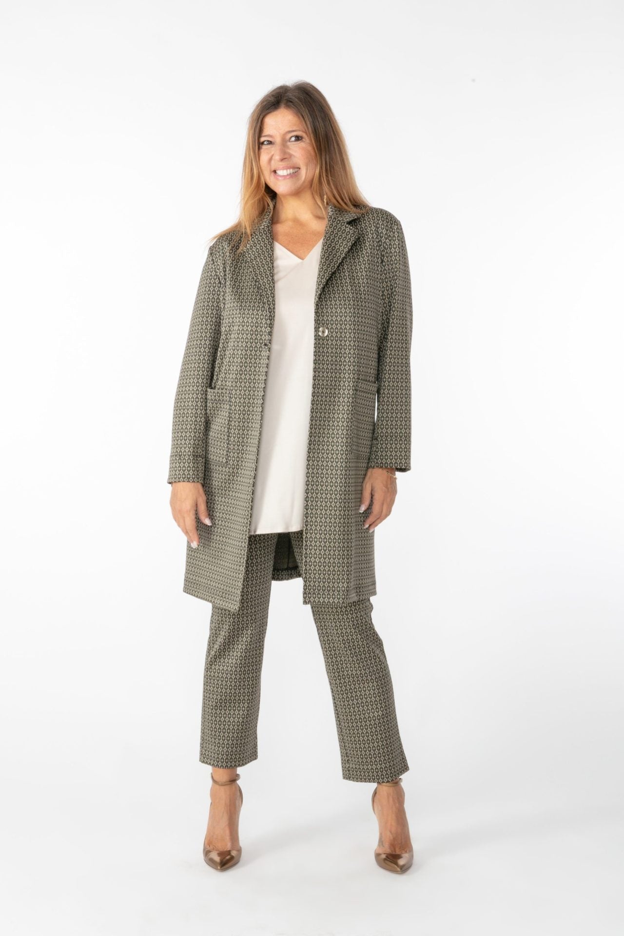 Panta Audrey Jacquard militare con baschina