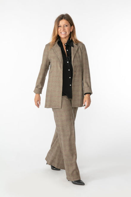 Panta Firenze in principe di galles beige e nero con baschina