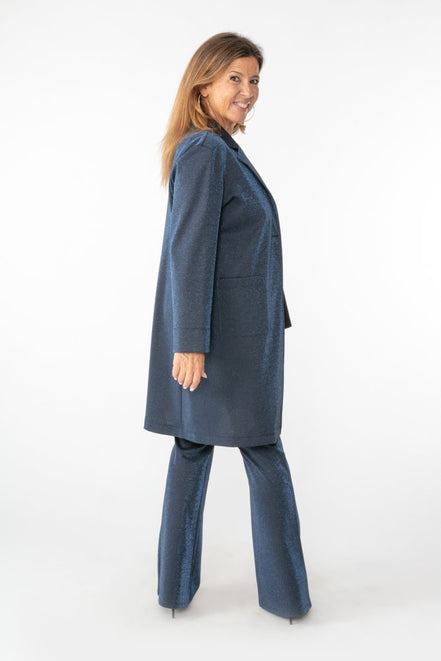 Panta Milano lurex blu con baschina