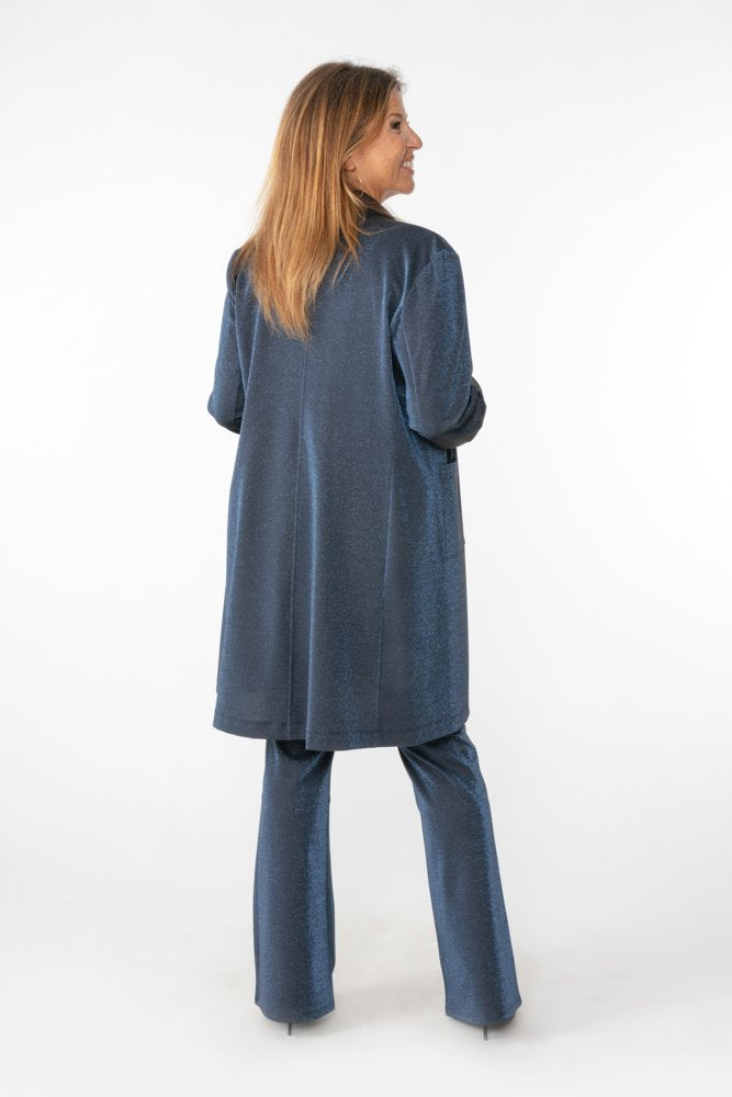 Panta Milano lurex blu con baschina
