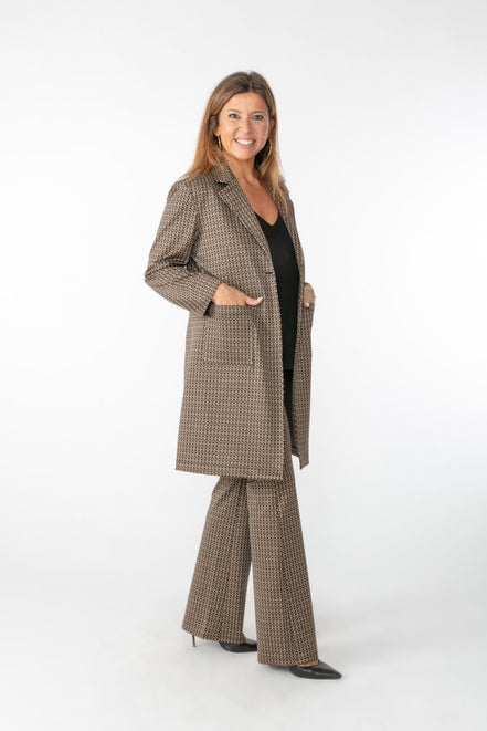 Panta Milano jacquard marrone con baschina