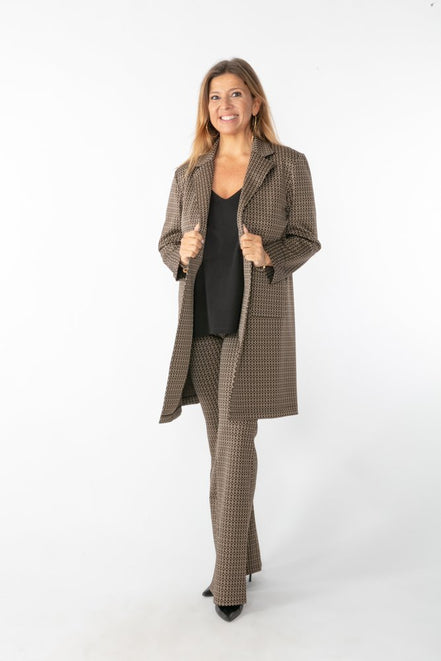 Panta Milano jacquard marrone con baschina