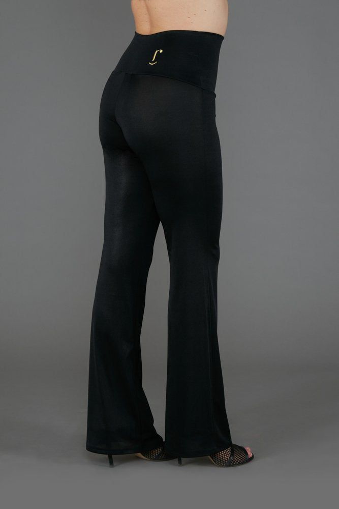 Panta Milano in Jersey Lurex Nero Lungo con baschina