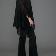 Panta Milano in Jersey Lurex Nero Lungo con baschina
