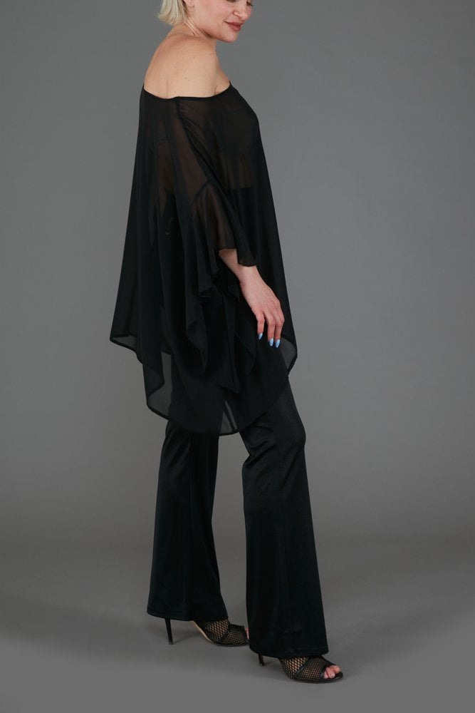 Panta Milano in Jersey Lurex Nero Lungo con baschina