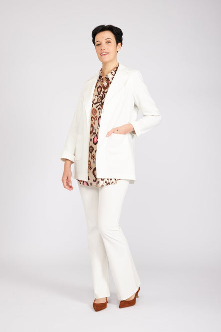 Panta Milano in punto milano cotone bianco