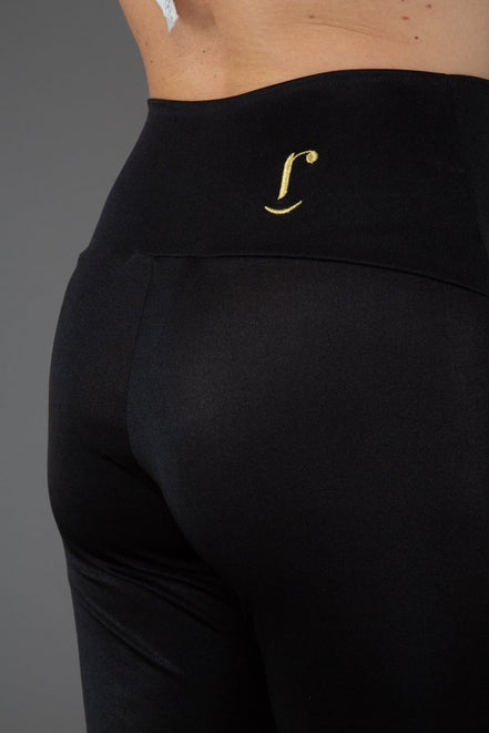 Panta Milano in Jersey Lurex Nero Lungo con baschina