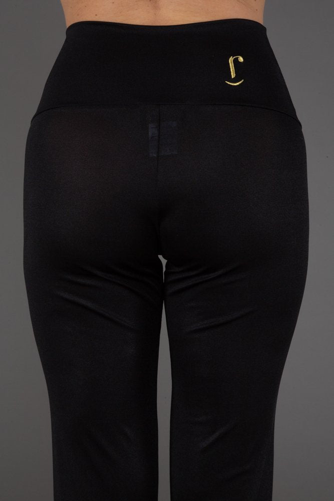 Panta Milano in Jersey Lurex Nero Lungo con baschina