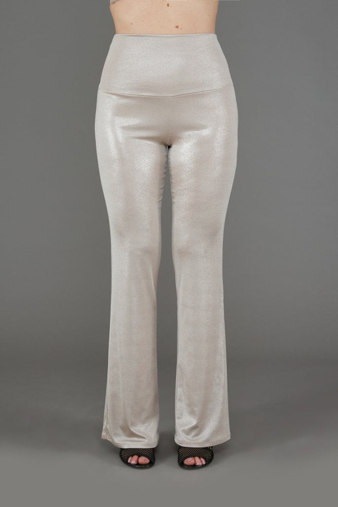 Panta Milano in Jersey Lurex Platino lungo con baschina
