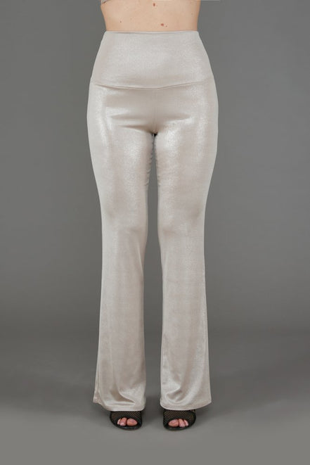 Panta Milano in Jersey Lurex Platino lungo con baschina