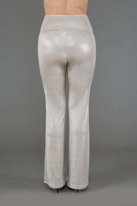 Panta Milano in Jersey Lurex Platino lungo con baschina