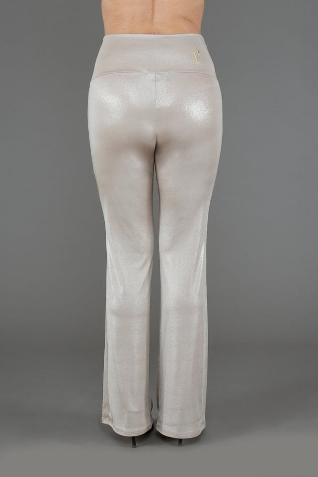Panta Milano in Jersey Lurex Platino lungo con baschina