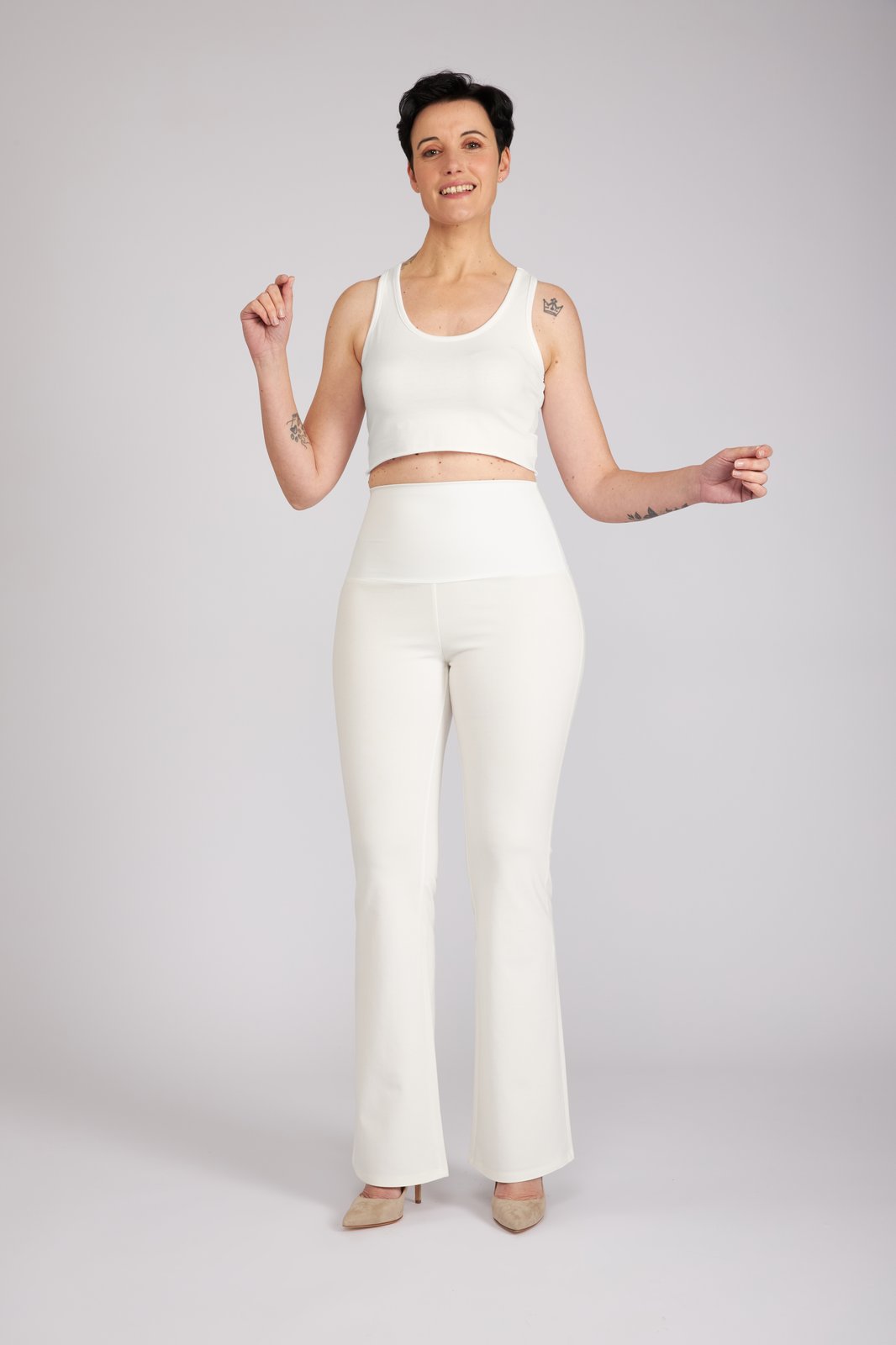 Panta Milano in punto milano cotone bianco