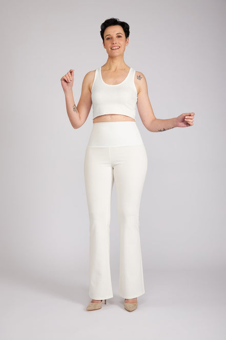Panta Milano in punto milano cotone bianco
