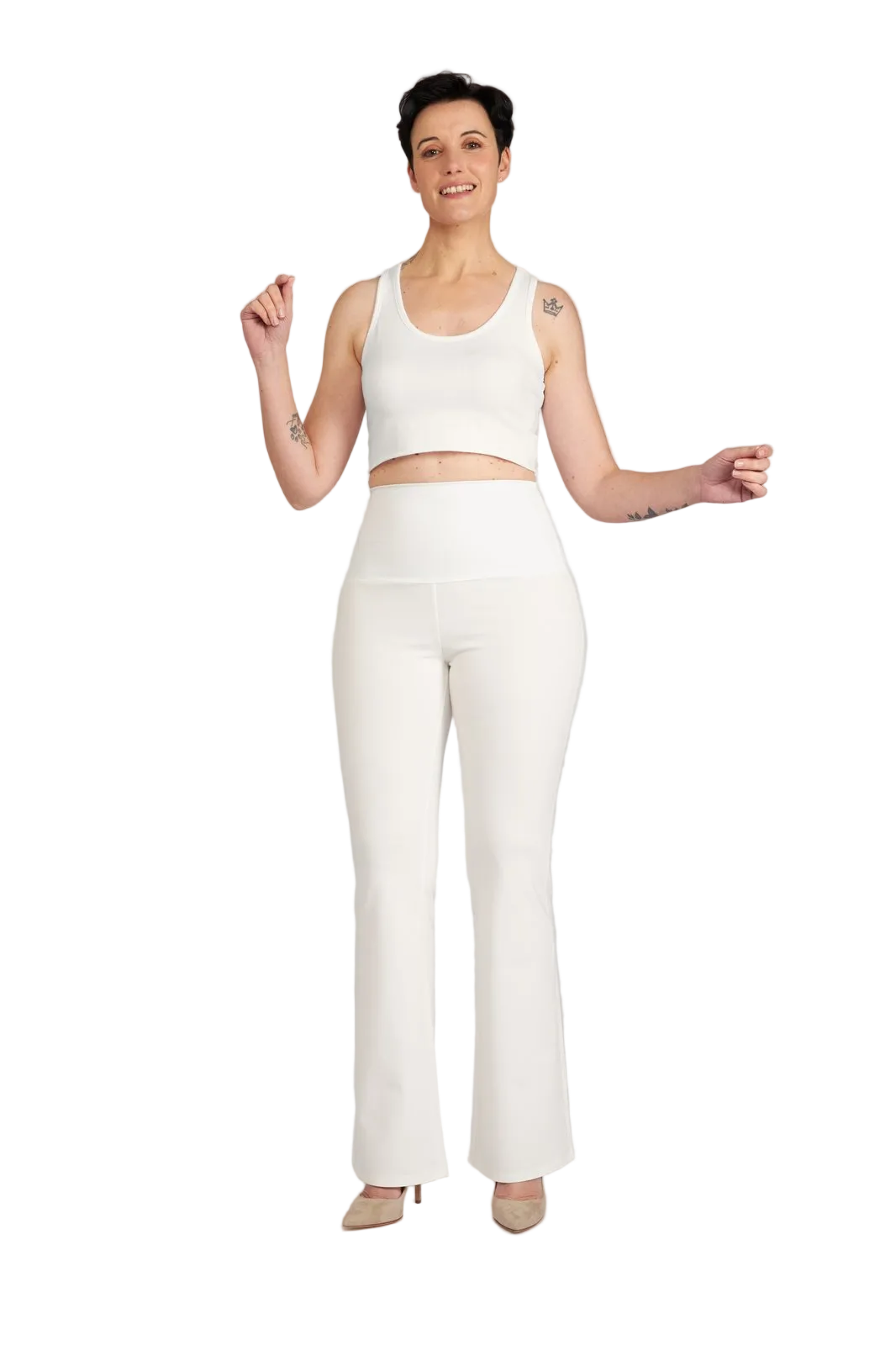 Panta Milano in punto milano cotone bianco