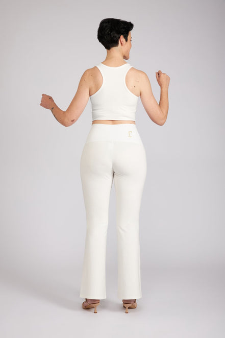 Panta Milano in punto milano cotone bianco