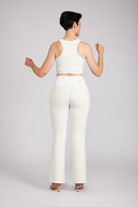 Panta Milano in punto milano cotone bianco