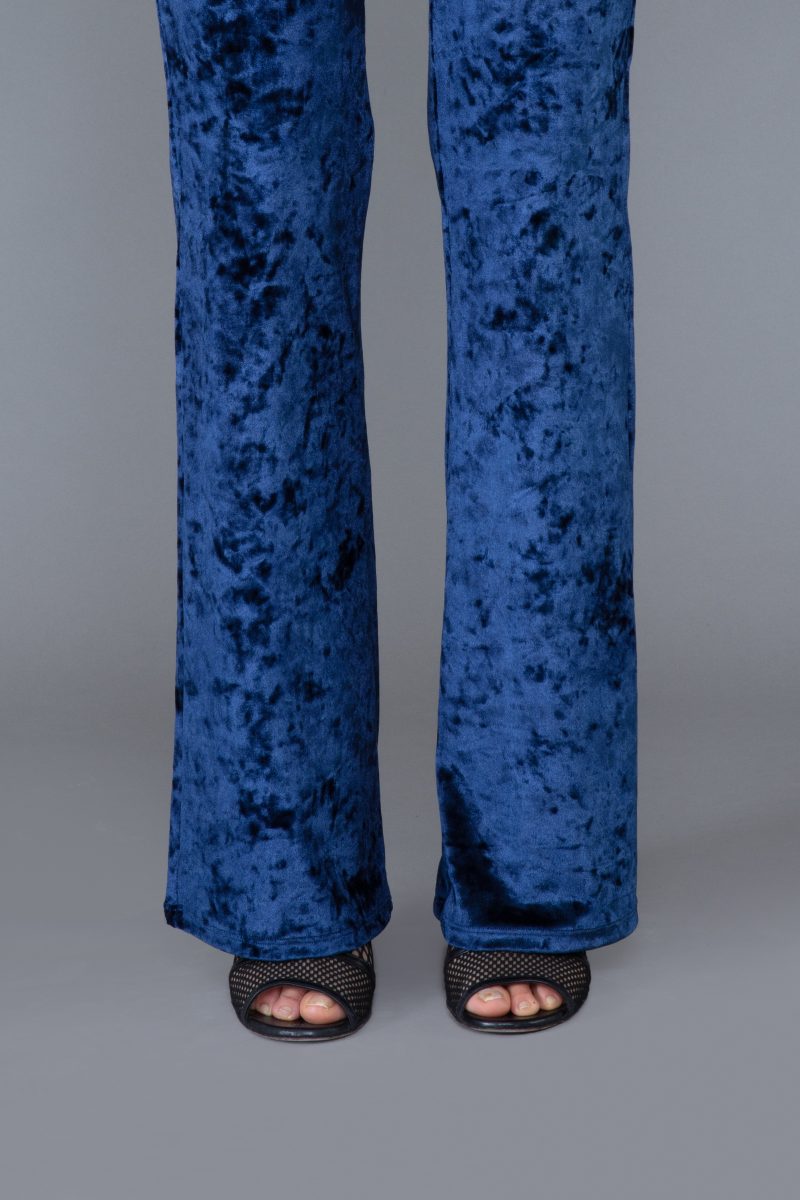Panta Milano velluto blu con baschina