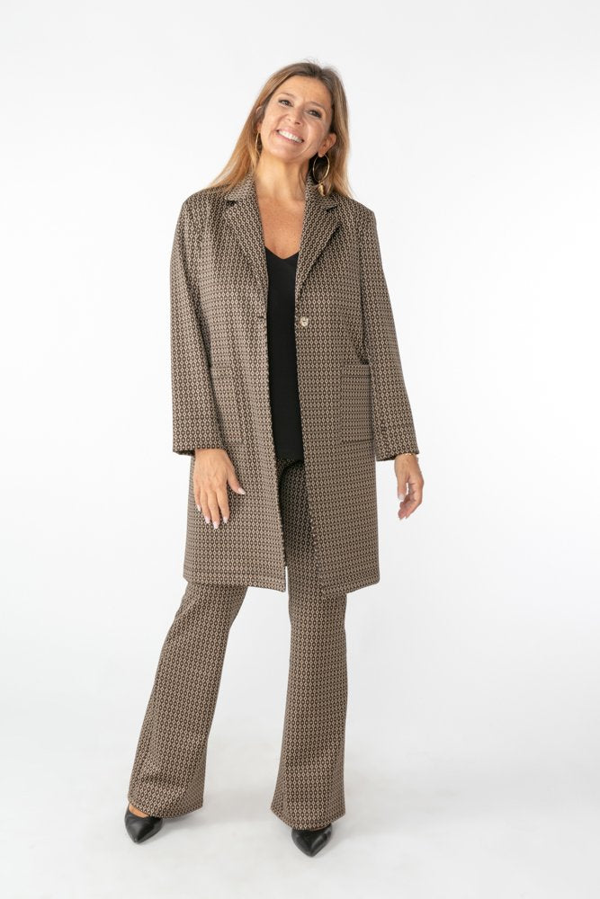 Panta Milano jacquard marrone con baschina