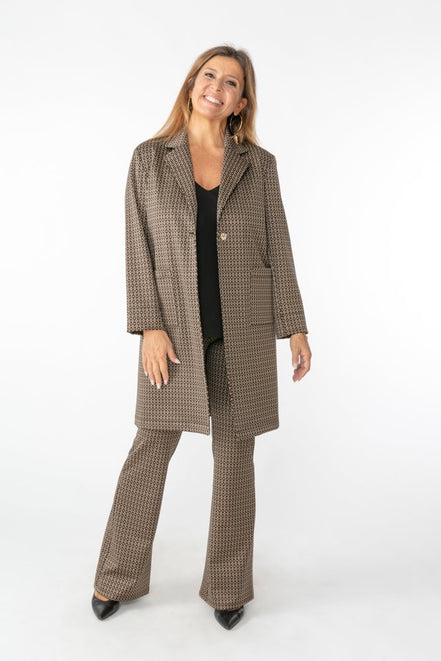 Panta Milano jacquard marrone con baschina