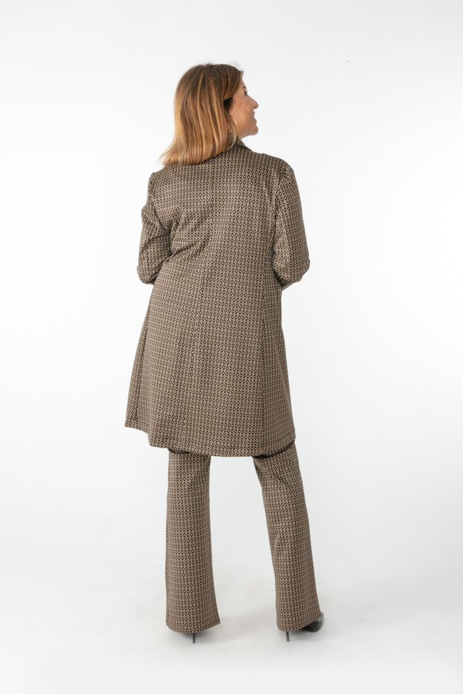 Panta Milano jacquard marrone con baschina