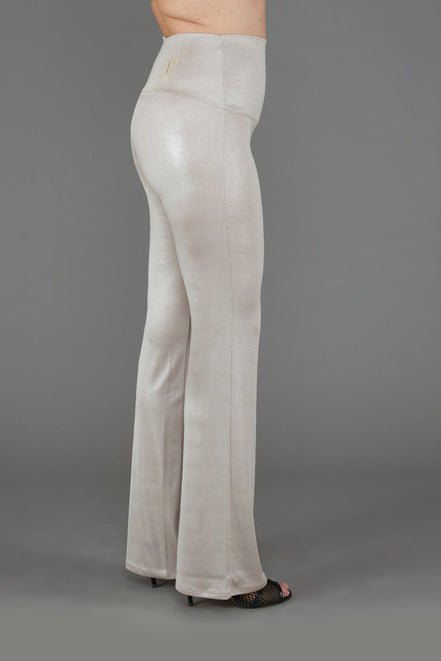 Panta Milano in Jersey Lurex Platino lungo con baschina
