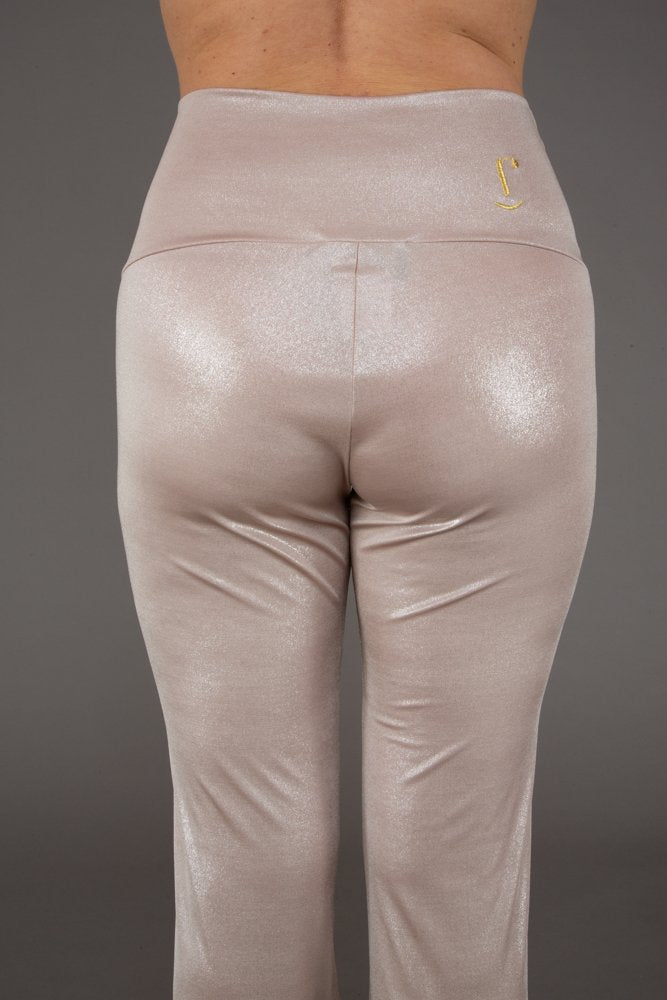 Panta Milano in Jersey Lurex Platino lungo con baschina