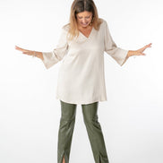 Panta NY ecopelle verde militare con baschina