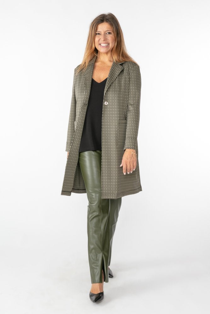 Panta NY ecopelle verde militare con baschina