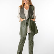 Panta NY ecopelle verde militare con baschina