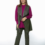Panta NY ecopelle verde militare con baschina