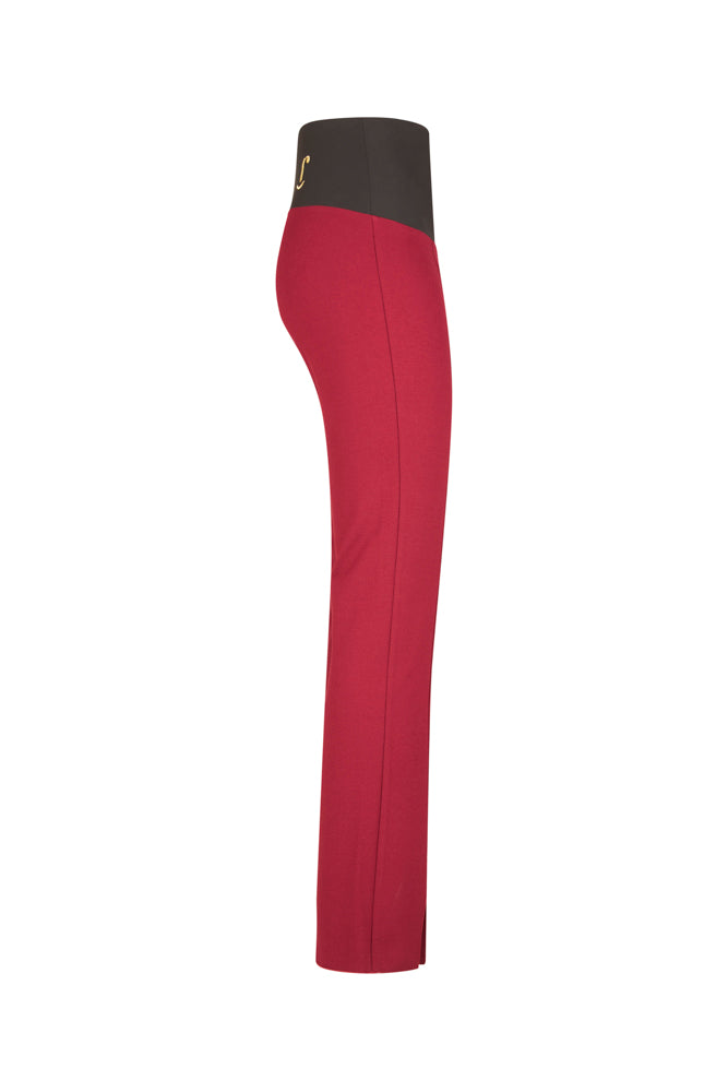 Panta donna con spacchi frontali in punto milano bordeaux con baschina - Panta NY